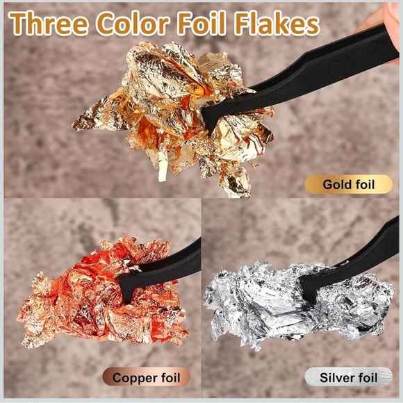 Other - Gold Foil Flakes Set For Nail Art Jewelry Makeup Metallic Silver Cooper Crafts